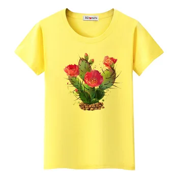 BGtomato frumoase flori de cactus tricou nou stil de vânzare fierbinte drăguț minunat tricouri moale confortabil topuri casual flori de cactus tees
