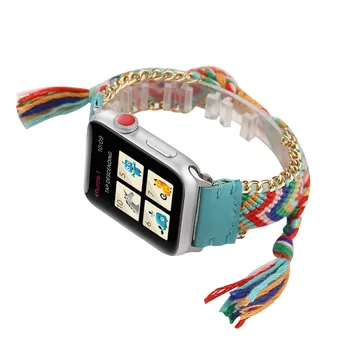 Colorate din Nylon Țesute Bandă pentru Apple Watch 38mm/40mm/42mm/44mm Femei Creative Realizate manual Împletitură de Curele pentru Apple Watch Band
