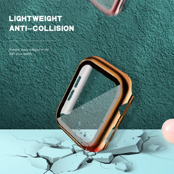 Ceas Caz Acoperire pentru Apple Watch 6 5 4 3 2 1 PC-ul Bara de protecție cu Sticlă, Folie de protecție pentru iwatch 38mm 40mm 42mm 44mm accesorii
