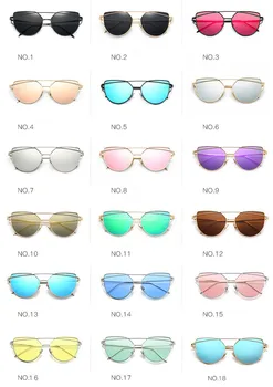 17 culori metalice ochelari de Soare Femei de Lux ochi de Pisica Design de Brand Oglindă a Crescut de Aur de Epocă Cateye Moda ochelari de soare Ochelari lady