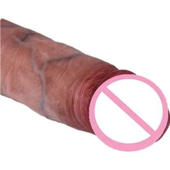 18.5 cm Simulare Vibrator Realist Alunecare Preputului G spot Stimula Silicon Moale Penis artificial Penis Urias Penis Mare Masturbari sex Feminin