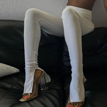 CHRONSTYLE Sexy Femei de Talie Mare, Solid Ars Pantaloni Funduri Pantaloni Elegant Streetwear Partea Splid Clubwear Pantaloni 5 Culori 2020