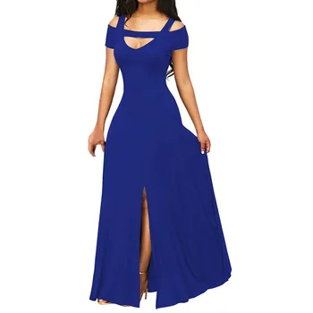Jaycosin formale rochie de femei elegante rochie maxi Casual V-Gât Tăiat Cultură Solidă Asimetric Rochie Lunga rochii de vara 2019 813