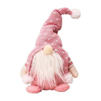 Handmade Tricotate Gnome Crăciun Decorare suedeză Stau Mult Palarie Elf Papusa M76D