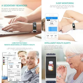 E08 Ecran Color Brățară Inteligent Rata de Inima de Monitorizare a Presiunii arteriale Sport Fitness Ceas Pentru IOS / Android