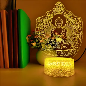Buddha Veioza Led 3D Familie Lampă de Masă de Suveniruri de Călătorie Casa de Decorare 7 Culori Acrilice Veioza Telefon Inteligent de Control