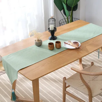 Simplu lenjerie de pat din bumbac verde tabelul runner lumină puncte albe imprimate pat runner fata de masa fata de masa vintage mat cabinetul acoperi