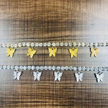 StoneFans Bling Stras Brățară Brățară Fluture Cristal Lanț de Glezna pentru Femei Bijuterii Pandantiv Fluture Lanțuri de Picior