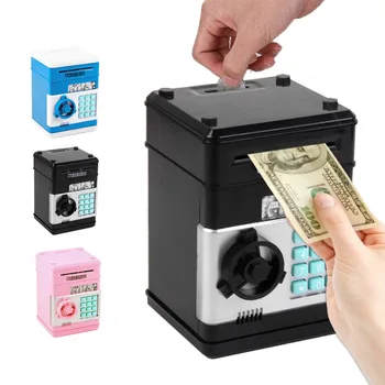 Electronice Piggy Bank ATM Parola Caseta de Bani în Numerar, Monede de Economisire Cutie ATM Banca Seif Depozit Automat de Bancnote Cadou de Crăciun