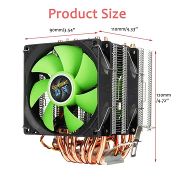 6 heat pipe-Cooler CPU Radiator de Răcire 3PIN Dual Fan Calculator PC Caz Fani Pentru LGA 1150/1151/1155/1156/1366/775 Pentru HUANANZHI