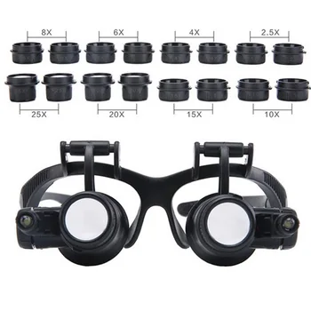 Opt seturi de mărire lentile poartă binoculară Lampă cu LED-uri de bijuterii ceas de întreținere de înaltă mărire 16 lentile