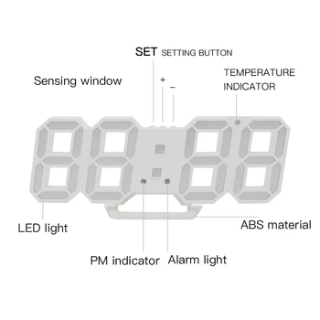 3D LED Ceas de Perete Moderne, Digitale, Ceasuri de Alarmă Acasă Decor Modern, Masa Birou de Noapte ceasuri de Perete Pentru Acasă Decorare Camera de zi