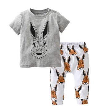 De Vară 2020 Copil Nou-născut Băieți Fete Haine de Moda de Imprimare Bumbac maneca Scurta tricou+Pantaloni de Îmbrăcăminte pentru Sugari Set