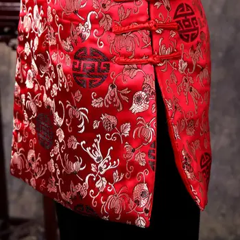 Femei fără Mâneci Sacou Guler de Blană de Iarna Matlasat fără Mâneci Pulover Feminin Slim Femei Prelungi Cald Costum Național Chinez