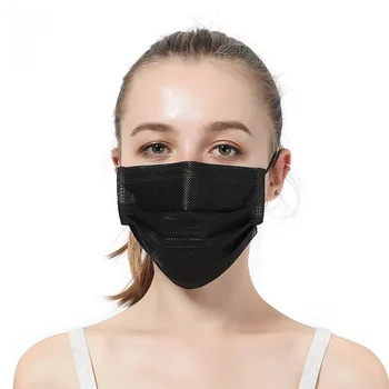 10/50/100/200 Buc Gura Masca de unica folosinta Negru de Bumbac Gura Măști de Față Non-țesute Masca 3 Filtru Activat Anti-Poluare