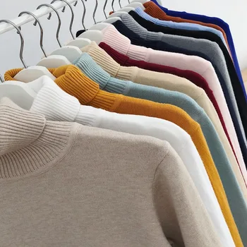 MRMT 2021 Brand Nou Toamna Iarna Barbati Tricou Solid-color de Înaltă guler, Pulovere T-shirt pentru bărbați Casual Slăbire Topuri, Pulovere
