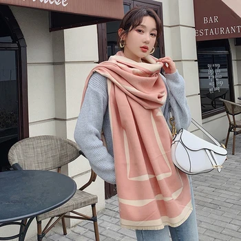 Esarfa pentru femei de iarnă versiunea coreeană sălbatice față-verso carouri cu dublă utilizare șal de toamnă și de iarnă elevii gros lung șal cald шарф