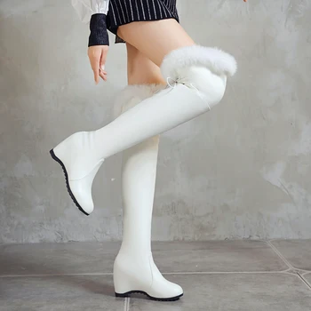 Cizme Femei 2021 peste genunchi cizme de blana femei toamna iarna cizme platforma Internă crește tocuri inalte doamnelor coapsei cizme înalte