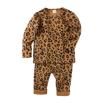 LZH 2021 Toamna Iarna Moda Leopard Elasticitatea Copii Pijamale Talie Mare Pijama Calde Pentru Fata de Agrement Purta Pijama Set de 0-6 Ani