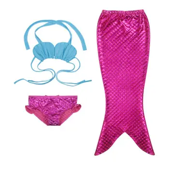 3-8Y Copil Copii Copii Fete Coada de Sirena Mare-servitoare Bikini de costume de Baie, Costume de baie, îmbrăcăminte de Plajă Înot Haine pentru Copii 3Pcs Set Costum