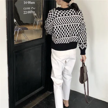 2019 toamna coreeană stil vintage v gât cardigan vrac femei pulover tricotate cardigan feminino (B8668)
