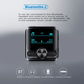 M9 Mini Bluetooth 4.2 Sport Player HIFI MP3 Player de Muzică de Înregistrare a Sunetului IPX6 FM Radio Repeater 1.2 inch Display Digital Walkman