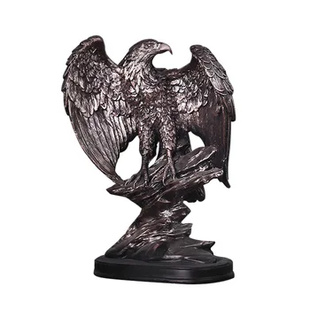 Argint Antic Animal Sculptura Decor Acasă Răspândit Aripile De Vultur Figurine De Rasina De Artizanat Living Biblioteca Dispaly Artware