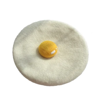 Un ou fiert ~ manual lână simțit minunat Japoneză galbenus de ou bereta pictorul pălărie prezent obtinerea de noi toamna și iarna