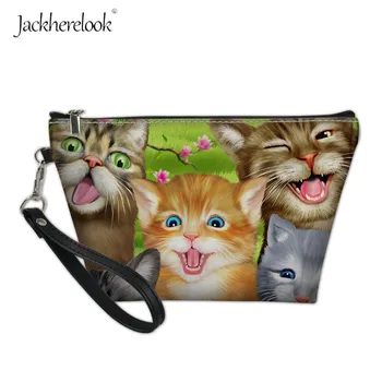 Jackherelook Pisici/caine/cal Selfie Design Sac de Cosmetice Mini Animal Print pentru Femei Machiaj Husă de Călătorie Necesare, articole de Toaletă Caz