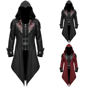 Oeak Mens Medieval Sacou Retro Gothic Redingotă Smoching Halloween Costum Formale 2019 Mens Noi Steampunk Paltoane Supradimensionate S-5XL