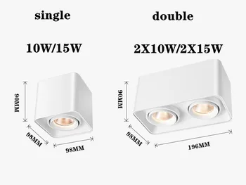 1buc Pătrat COB LED estompat Spoturi 10W 15W 20W 30W Montate pe Suprafață Plafon cu LED-uri Lămpi Spot luminos LED Spoturi AC85V-265V