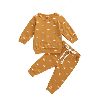 Copilul baietel Haine de Fata Tinuta 2 buc maneca Lunga Pulover de Sus și Pantaloni lungi Costum Set 0-24 luni