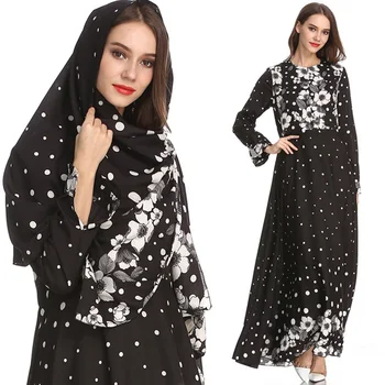 Nobil Echipa 2020 Nou Rochie Musulman pentru Womne Hijab Abayas Imprimare Dubai Maneca Lunga Petrecere Malaezia Haine Islamice Caftan Turcia