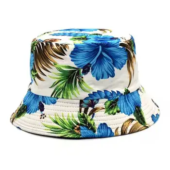 Unisex Floare de Bumbac Imprimare Panama Pălărie Găleată-Side Dublu Reversibil Găleată Pălărie cu Borul Larg Street Punk, Hip-Hop Pălărie de Pescar