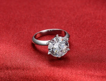 Uimitoare Șase Gheare Inel cu Diamant 5Ct Tăiat Rotund Inel de Logodna Veritabil 925 Inel Argint Bijuterii de Mireasă