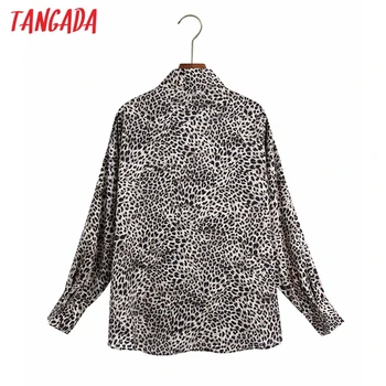 Tangada Femei Primavara Supradimensionate Leopard de Imprimare Bluza cu Maneca Lunga Elegante Femei Casual Camasa Blusas Femininas 6Z65