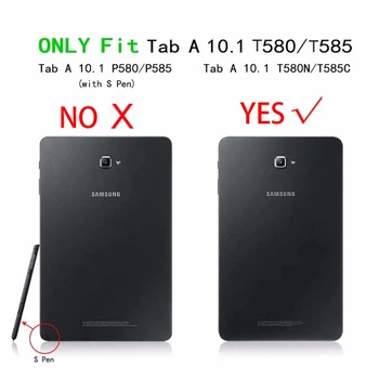 MTT PU Piele Caz Pentru Samsung Galaxy Tab Un A6 10.1 inch SM-T580 T585 Tri-Fold Flip Stand Inteligent husa de Protectie funda