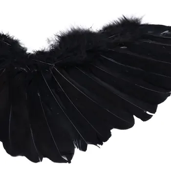 Negru Înger Zână Real Aripi Pene pentru Petrecere de Lux Cosplay Costum Spectacol de teatru Mascarada de Vacanță Carnaval Rochie Fancy