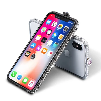 De lux Sclipici Bling Diamant de Metal husa-bumper Pentru iPhone XS Max Cazul Bijuterii Cover Pentru iPhone 11 6s 7 8 Plus X XR XS SE 2020