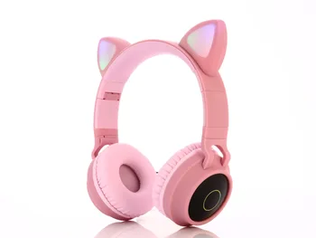 Populare drăguț pisică ureche căști fete wireless bluetooth 5.0 pliere căști BT-028C giftLED luminos căști de transmisie