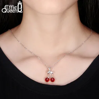 Effie Regina de Argint 925 Roșu Natural Stone Cherry Pandantiv Coliere pentru Femei Veritabile Bijuterii de Argint Colier Cadou KSN03