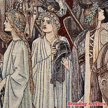 Înarmarea și Plecarea Cavalerilor Medievali Tapiserie de pe Perete William Morris Sfântul Graal Tapiserii Jacquard 140x98cm