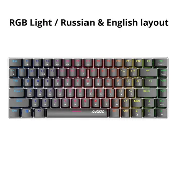 Ajazz AK33 82 de taste tastatură mecanică rusă / engleză layout tastatură de gaming RGB lumina de fundal albastru / negru comuta tastatura cu fir