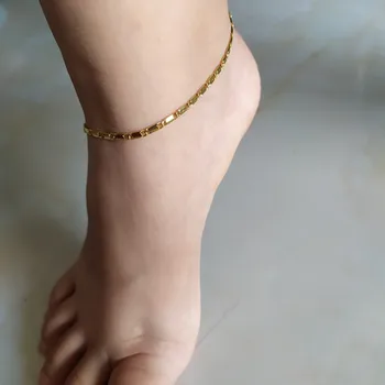 Dropship Epocă 2mm Lanț Plaja Picior Bratara Pentru Femei Boem de sex Feminin Brățări Brățară de Vară Pe picior de Bijuterii
