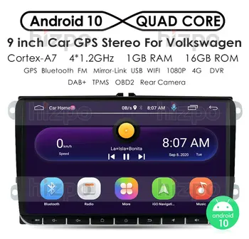 Ossuret 9 inch Android 10 Duble 2Din radio Auto GPS Auto radio 2 Din USB Pentru Volkswagen/Passat/GOLF/Skoda/Seat Wifi bluetooth SD