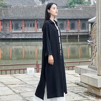 Johnature Femei Vintage Trenci Ofițeresc La Două Lenjerie De Pat Din Bumbac 2020 Toamna Iarna Nou Butonul Stil Chinezesc Maneca Lunga Femei Șanț