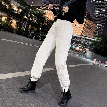 2020 Zăpadă Pantaloni de Schi pentru femei-coreean Bumbac Pantalonii de Iarnă Streetwear Alb Artificiale Jos Gros Cald Pantaloni Femei