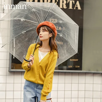 INMAN Primavara Toamna V Gât Interesant Contrast de Culoare Brodate Femei Cardigan Tricotaje