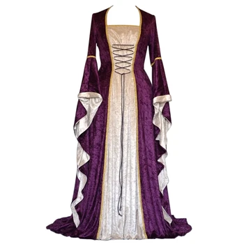 Noi Medieval Rochie de Costume de Halloween pentru Femei Cosplay Palat Nobil Lungi Robe Vechi Maneca Clopot Costum Printesa Rochie