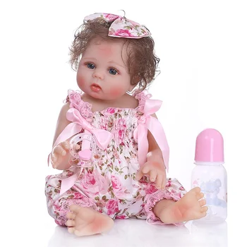 48cm Complet Moale de Silicon Corpul Renăscut Baby Girl Păpuși Și Rochie de Copil Minunat Model de Papusa Recuzită Fotografie de Crăciun Cadou de Ziua de nastere